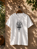 Mahadev Trishul & Damru Graphic T-Shirt | Minimal Lord Shiva Unisex Cotton Tee