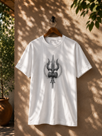Mahadev Trishul & Damru Graphic T-Shirt | Minimal Lord Shiva Unisex Cotton Tee