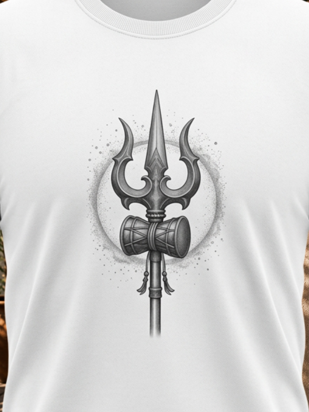 Mahadev Trishul & Damru Graphic T-Shirt | Minimal Lord Shiva Unisex Cotton Tee