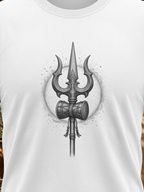 Mahadev Trishul & Damru Graphic T-Shirt | Minimal Lord Shiva Unisex Cotton Tee